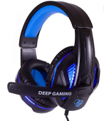 DeepGaming auriculares gamer DeepBlue G3 (Diadema, micrfono, iluminacin LED, para PC y consolas). Color negro y azul