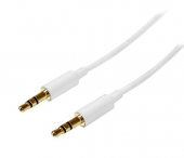 Cable 1m 1 metro Slim Delgado de Audio Est�reo Mini Jack Plug 3,5mm - Blanco - Macho a Macho