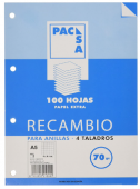 Pacsa 21201/21204 - Recambio 70 g, A5, 4 anillas cuadriculadas