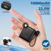 ENEGON 10000mAh 22.5W Banco de Energ�a Carga R�pida Bater�a Externa Cargador Port�til con Pantalla Digital de Bater�a, para iPhone 16/15/14/13/12/para Xiaomi/para Samsung, Carga USB Tipo-C