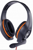 Auriculares para juegos con control de volumen, color naranja-negro, 3,5 mm