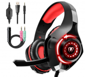 Tatybo Auriculares USB Gaming PS4 PS5 PC Xbox One Bass Deep con Micrfono Cancelacin de Ruido con 3.5mm Jack para Mac