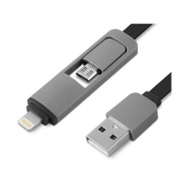 Cable USB AM - Lightning + MicroUSB BM 1m 1Life pa:2in1 flat