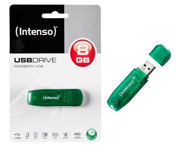 PENDRIVE 8GB USB2.0 INTENSO RAINBOW VERDE