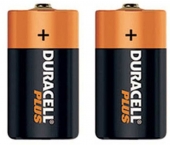 Duracell Plus-D, LR20, MN1300 alkaline longer life batteries, pack of two