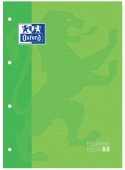 Oxford, Hojas Cuadr�culadas A4 Perforadas. Recambio Archivador, 80 Hojas, Color Verde, Cuadr�cula 5x5.