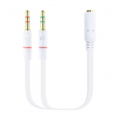 Adaptador Nanocable 10.24.1203/ Jack 3.5 Hembra - 2x Jack 3.5 Macho/ 20cm/ Blanco