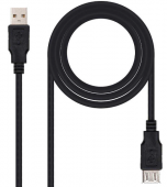 Nanocable Cable Alargador de USB Type A Macho Hembra 480Mbps 10.01.0202-BK 1m