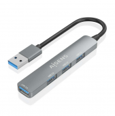 A106-0859 – HUB USB 3.0 Aluminio, 1xUSB3.0 A/H+3xUSB2.0 A/H, Gris, 10 CM