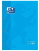Oxford, Hojas Cuadriculadas A4 Perforadas. Recambio Archivador, 80 Hojas, Color Turquesa Encolado, Cuadr�cula 5x5.