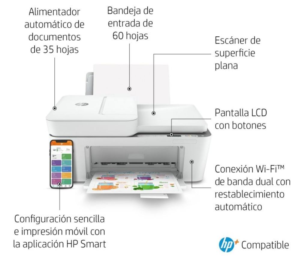 Multifunción HP Deskjet 4130e WiFi/ Fax Móvil/ Blanca