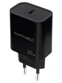 Cargador de Pared Nanocable 10.10.2010/ 1xUSB Tipo-C/ 30W/ Negro