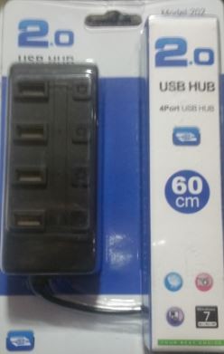 HUB 4PUERTOS USB 2.0 CON INDICADOR DE ENCENDIDO NEGRO