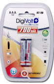Digivolt bater�a recargable 700mah lr03 aaa 1.2v blister de 2 pilas