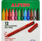 Rotuladores alpino felt pens punta de 3mm super lavable de 12 unidades