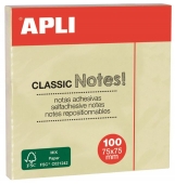 Notas adhesivas amarillas Apli - bloc de 100 hojas