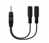 Cable Audio Estereo 2x Jack 3.5mm Hembra a Jack 3.5mm Macho 0.15m - Color Negro