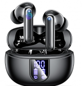 Auriculares Inalmbricos, Bluetooth 5.3 con 4 HD Microfono, 2023 HiFi Estreo con Cancelacin de Ruido ENC, Pantalla LED,42 Horas de Reproduccin,IPX7