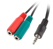 MINIJACK LANGBER 3,5MM(M) 4PIN->2X MINIJACK 3,5MM(F) 3PIN CABLE ADAPTADOR 20CM NEGRO