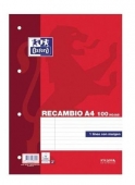 RECAMBIO OXFORD TAPA BLANDA A-4 1 L�NEA COLOR ROJO
