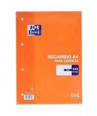 Oxford recambio 100 hojas sueltas microperforadas liso a4