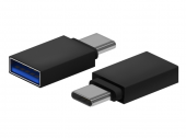 A108-0717 – Mini Adaptador Aluminio USB 3.2 Gen1 3A, Tipo USB-C/M-A/H, Negro