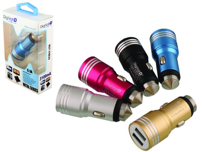 CARGADOR DIGIVOLT DE COCHE QC2421 DORADO 3.1A