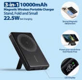 ENEGON 10000mAh Cargador Port�til Inal�mbrico Plegable Magn�tico con Soporte y Pantalla LED Compatible con iPhone 17/16/15 Pro/14/13/12 Ideal para Viajes y Desplazamientos Diarios