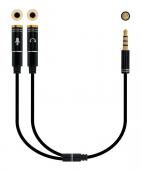 Cable Adaptador Audio Jack 3.5 4pines a 2xJack 3.5 3pines Macho/Hembra 30cm Negro