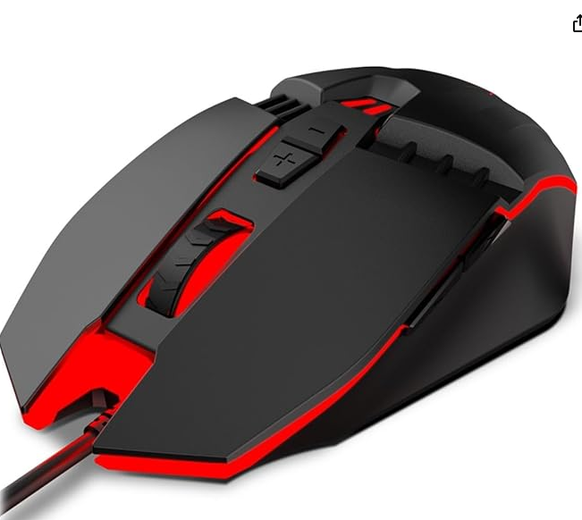 KROM KALAX - Ratón Gaming con Sensor óptico, 4 Niveles de hasta 3200 dpi, iluminación LED, 7 Botones, Windows 7/8.1/10, Negro