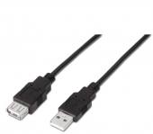 AISENS A101-0016 - Cable Extensi�n USB 2.0 DE 1.8 m (Apto para Juegos de Consola, C�maras Digitales, C�mara Web, impresoras y Rat�n) Color Negro