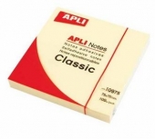 NOTAS ADHESIVAS APLI -  BLOC 100 HOJAS - AMARILLO - 75 X 75MM