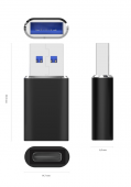 A108-0678 – Mini Adaptador USB 3.2 Gen2 / USB 2.0 3A, Tipo USB-C/H-A/M, Negro Aisens