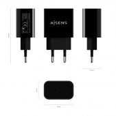 Cargador USB-C PD3.0 1 Puerto 1xUSB-C 20W, Negro - A110-0538